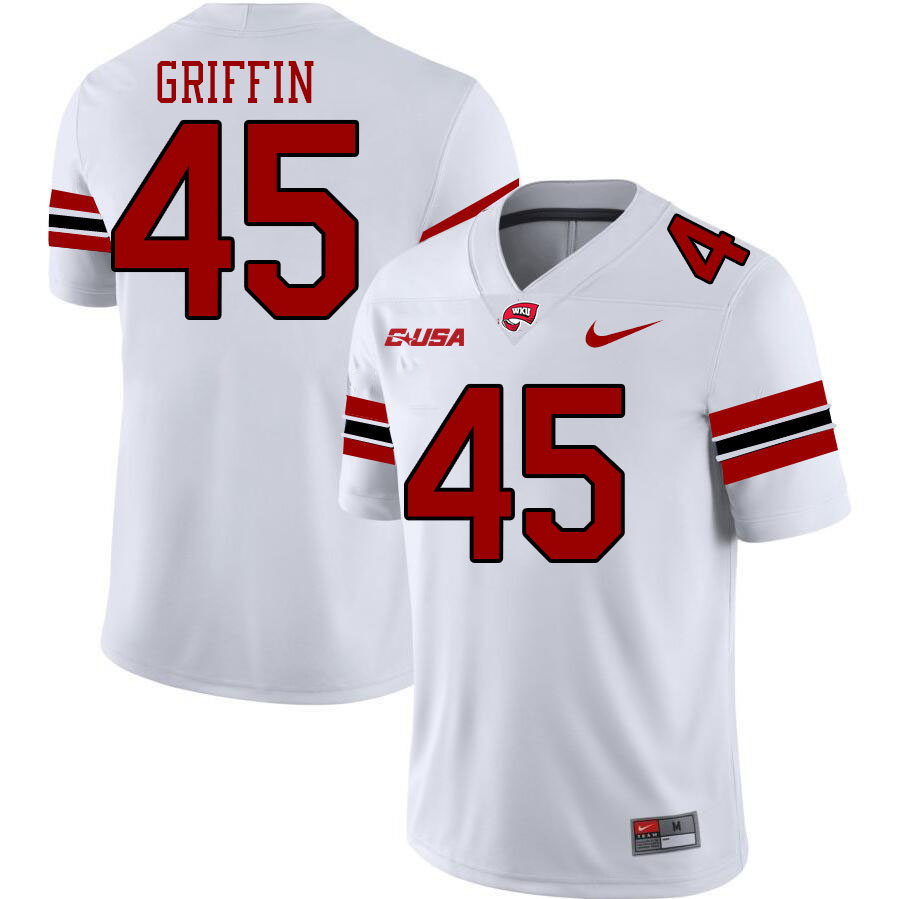 Western Kentucky Hilltoppers #45 Nathan Griffin College Football Jerseys Stitched Sale-White